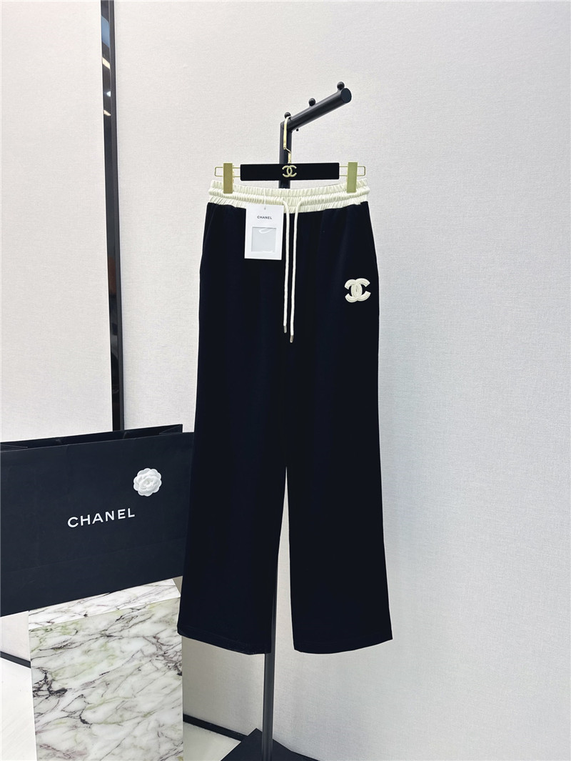 Ch**el elastic waist straight pants replica designer clothes