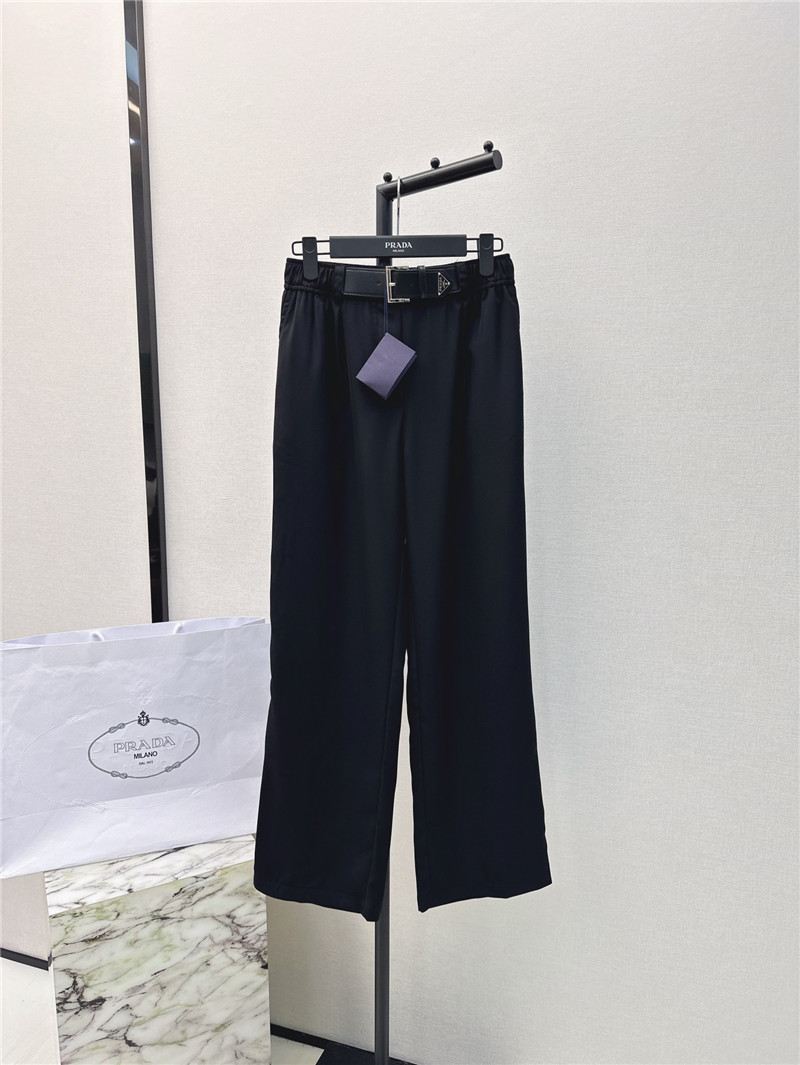 Pra*a new belt decorated trousers replica clothing