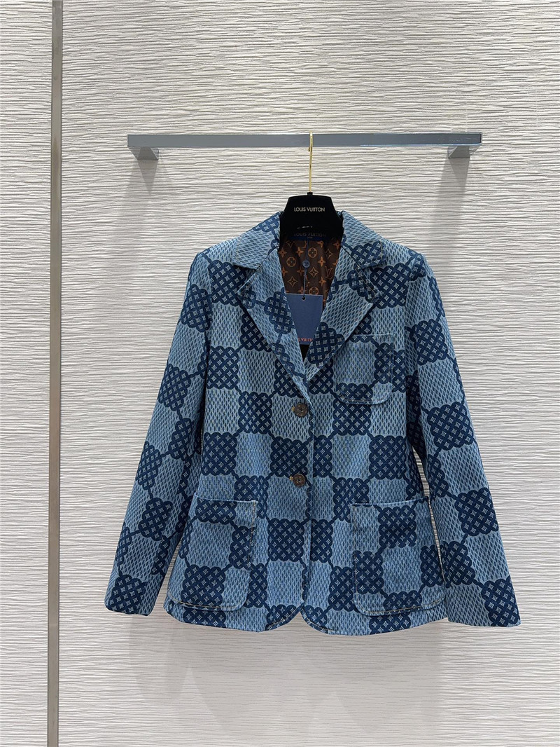 louis vuitton LV washed denim blazer replica clothing