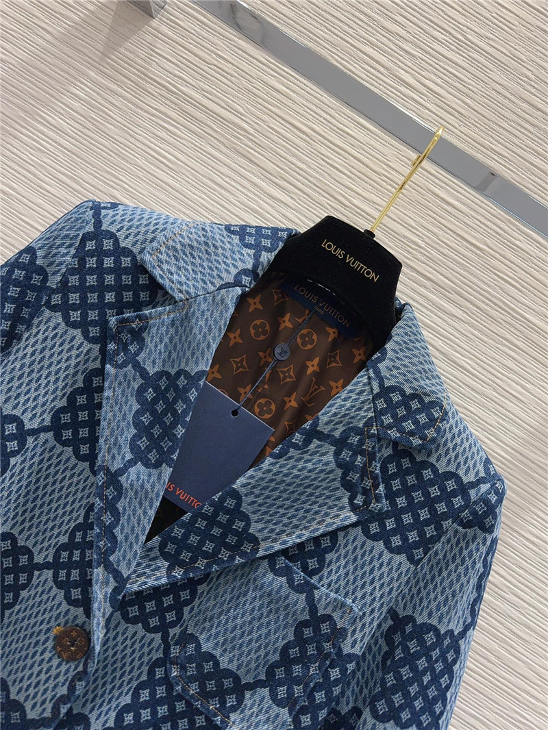 louis vuitton LV washed denim blazer replica clothing
