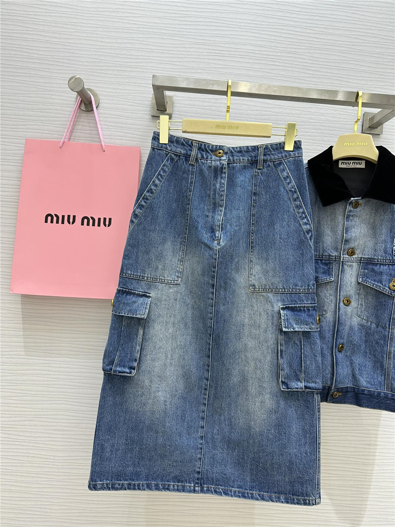 M1um1u mid-length denim skirt cheap replica designer clothes