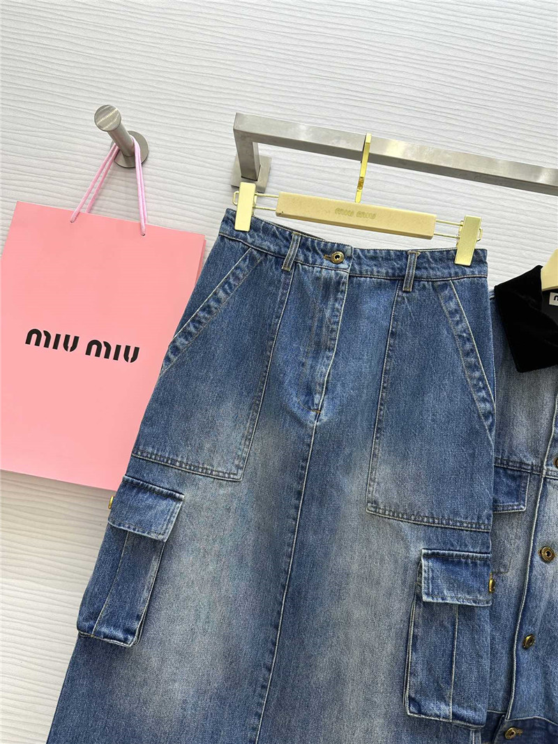 M1um1u mid-length denim skirt cheap replica designer clothes