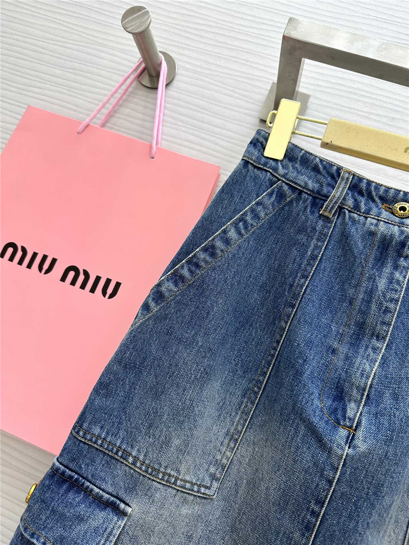 M1um1u mid-length denim skirt cheap replica designer clothes