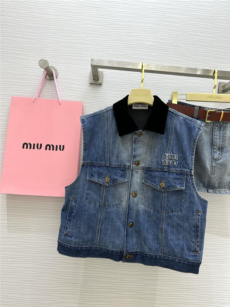 M1um1u lapel denim vest jacket replicas clothes