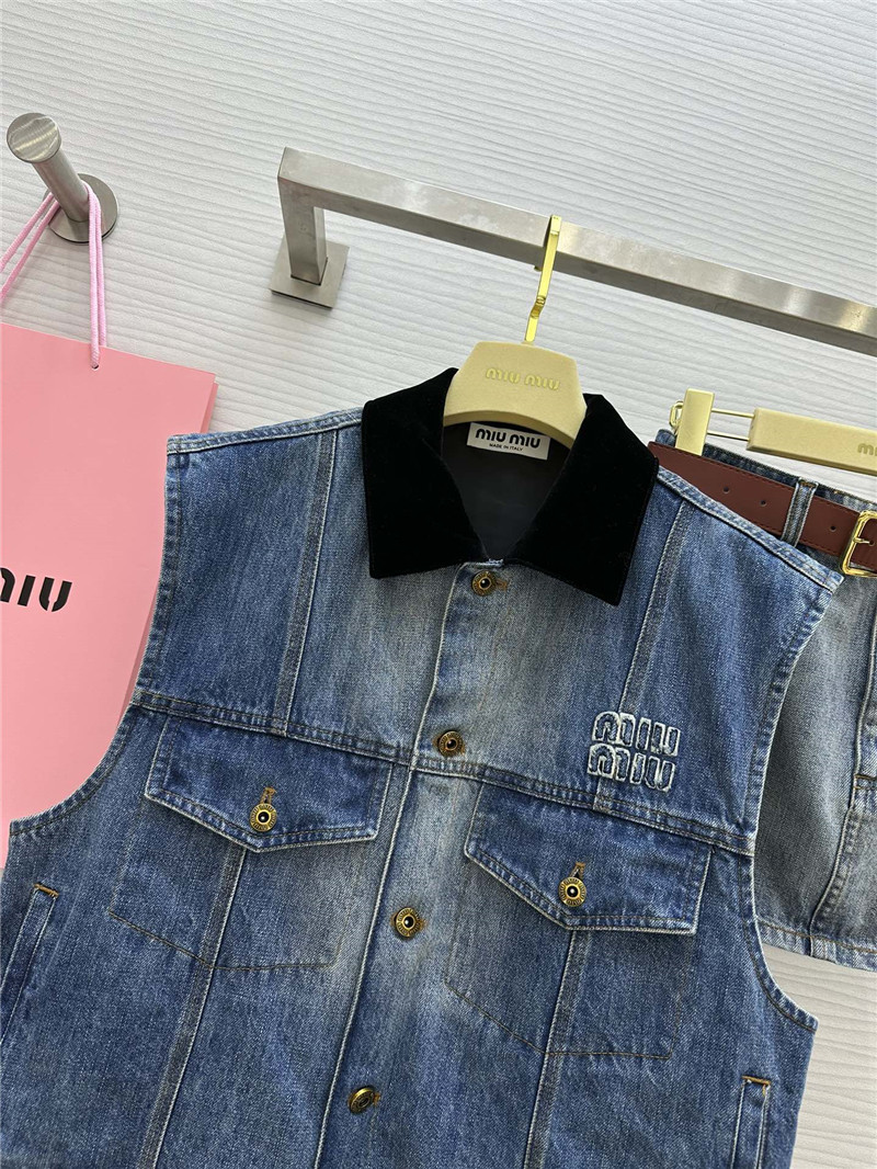M1um1u lapel denim vest jacket replicas clothes