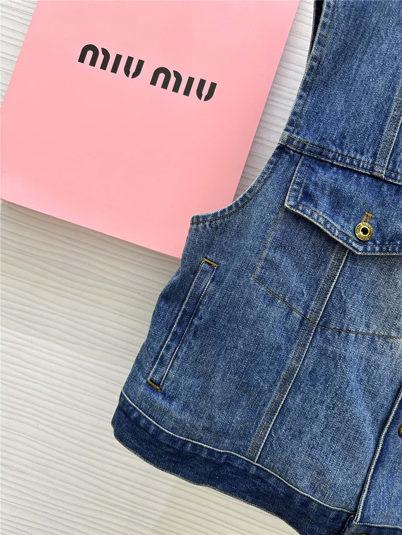 M1um1u lapel denim vest jacket replicas clothes