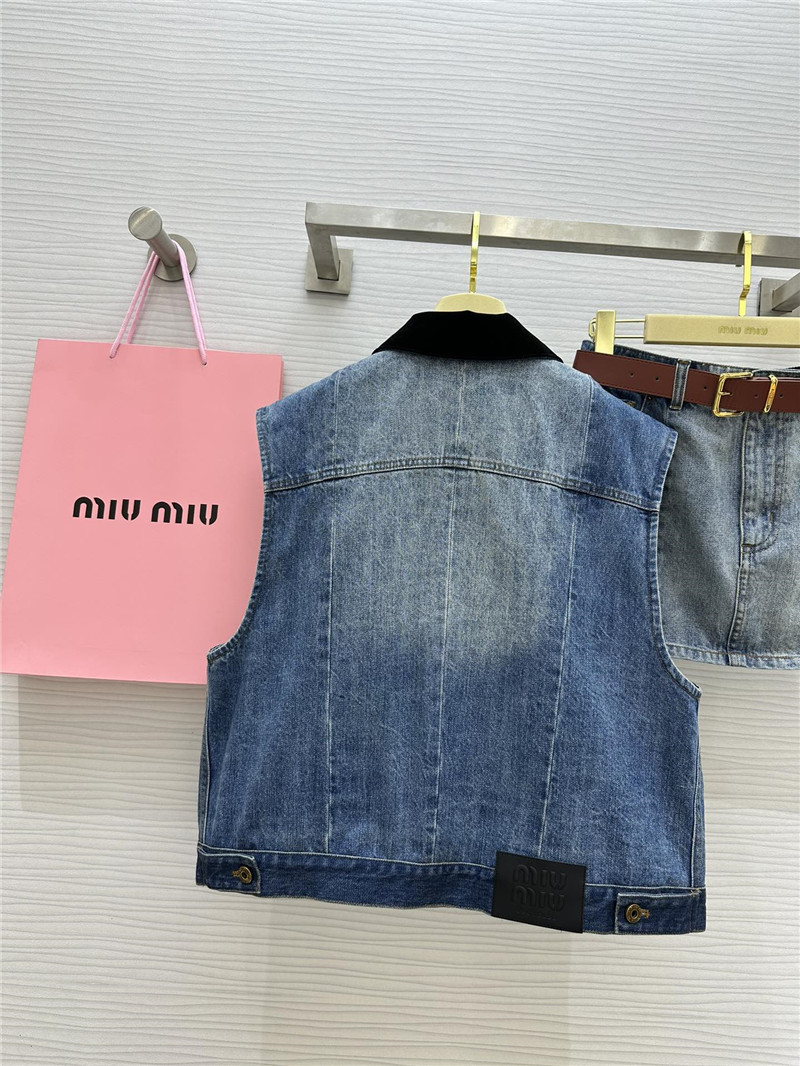 M1um1u lapel denim vest jacket replicas clothes