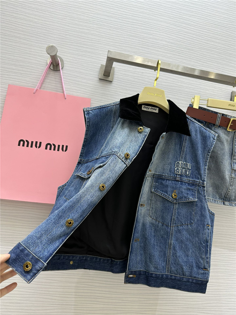 M1um1u lapel denim vest jacket replicas clothes