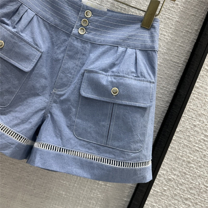 Chloé crocheted cutout blue shorts replica clothing