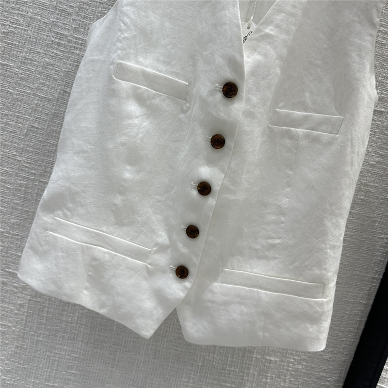 BC white cotton and linen vest suit replica clothes