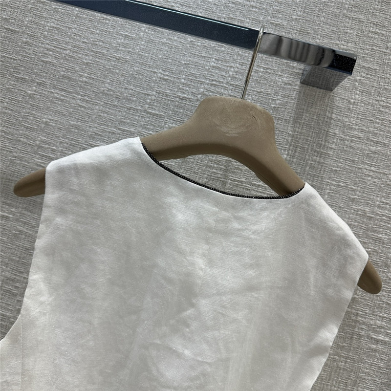 BC white cotton and linen vest suit replica clothes