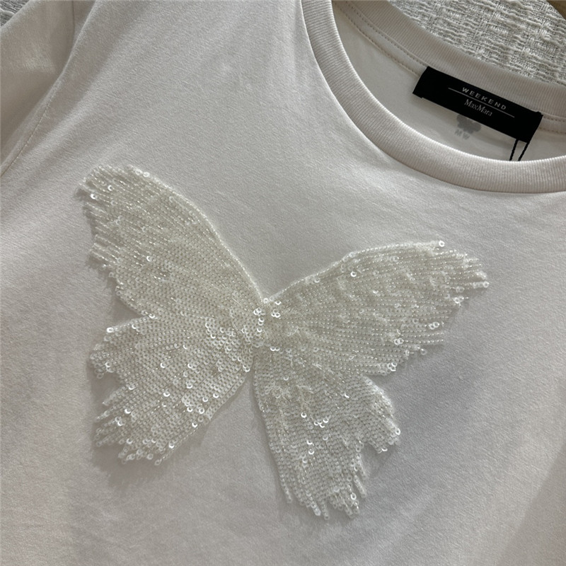Vanitoo embroidered butterfly cotton T-shirt replica clothing