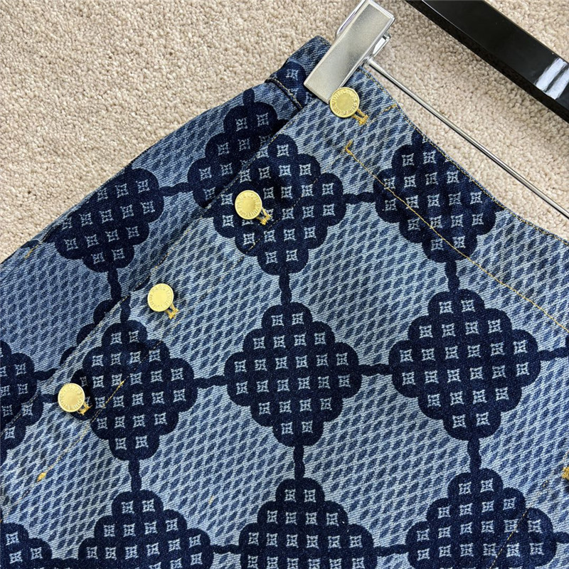 l0vis Vvtt0n lv checkerboard denim skirt replicas clothes