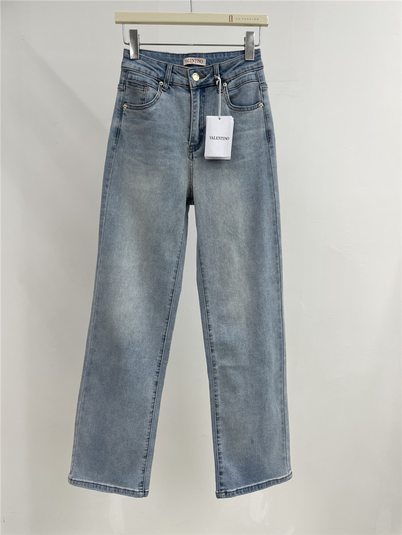 Va1e*ntin0 high waist straight jeans replica clothes