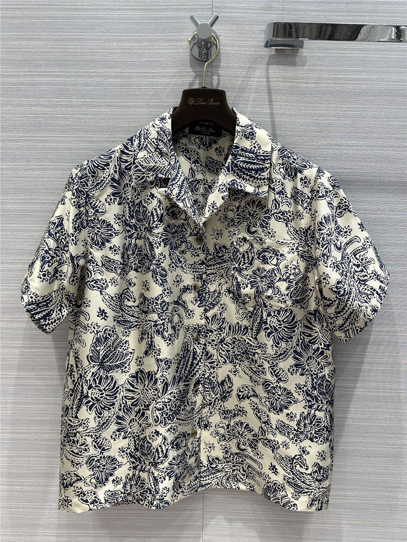 L0r0 P1ana mulberry silk short-sleeved shirt replica d&g clothing