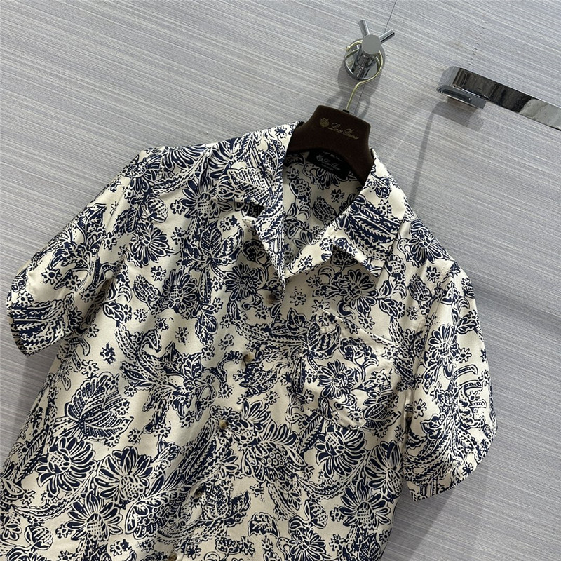 L0r0 P1ana mulberry silk short-sleeved shirt replica d&g clothing