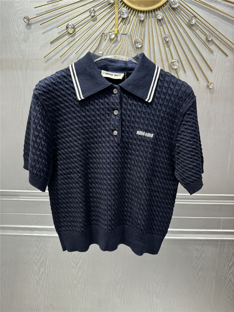 M1um1u polo short-sleeved knitted top replica clothes