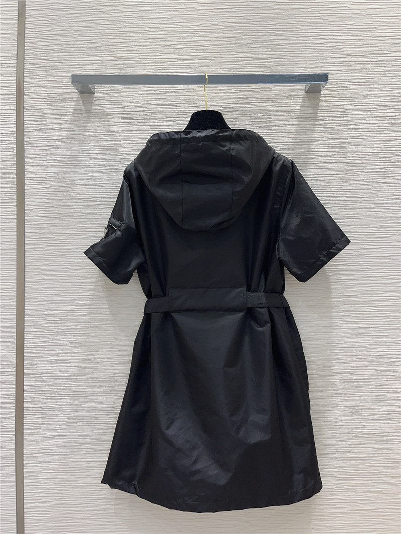 Pra*a black logo-print drawstring-hood jacket