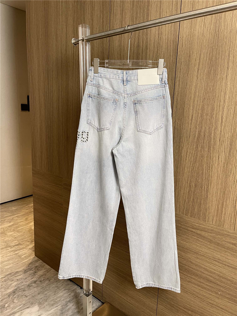 A1exa*der wang hollow letter denim trousers replica clothes