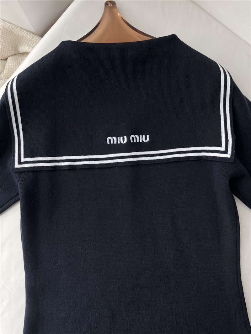M1um1u navy knitted dress replica designer clothes
