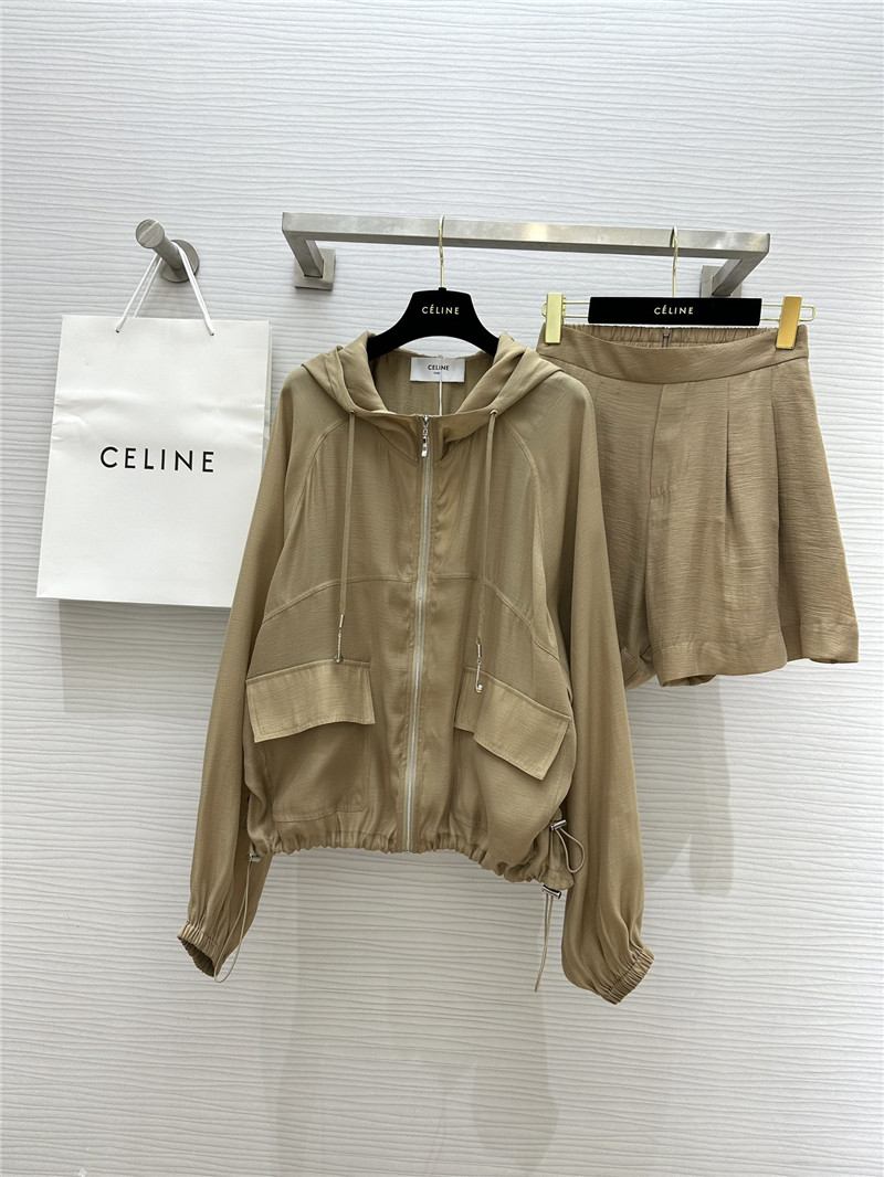 Ce1i*e tencel hooded jacket + shorts set replica clothing sites