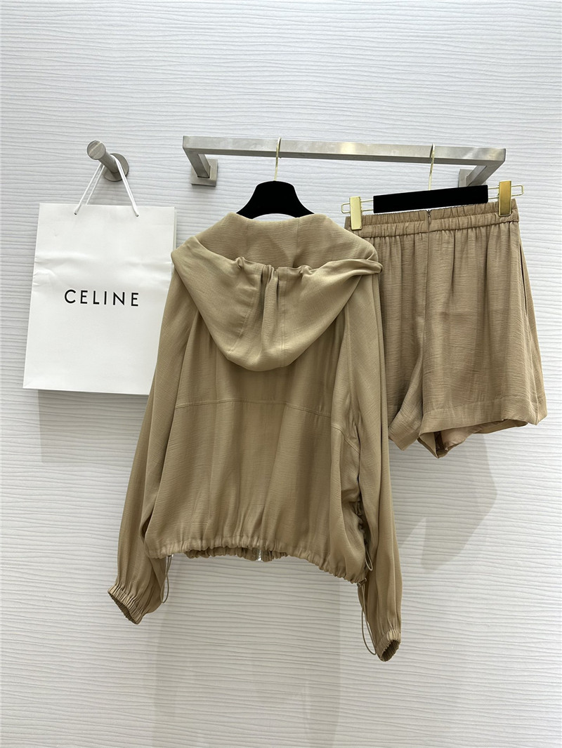 Ce1i*e tencel hooded jacket + shorts set replica clothing sites