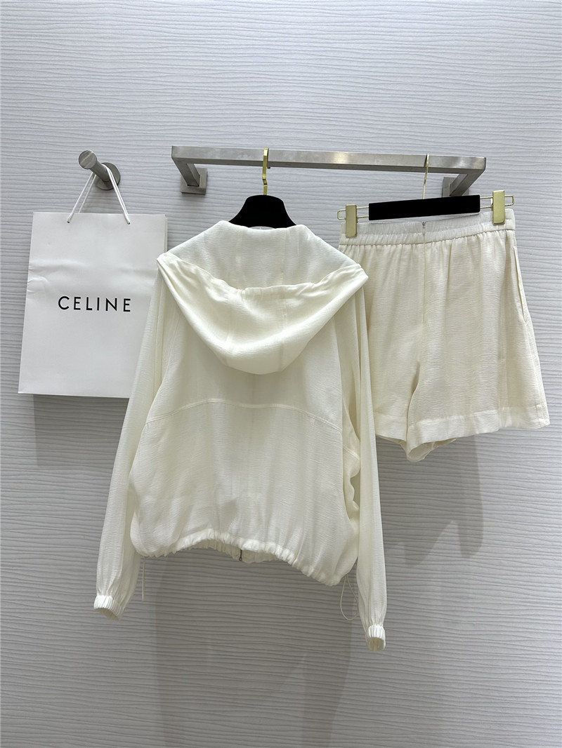 Ce1i*e tencel hooded jacket + shorts set replica clothing sites
