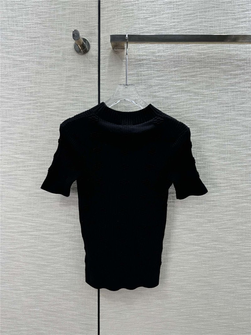 Ch**el jacquard short-sleeve knit top in black