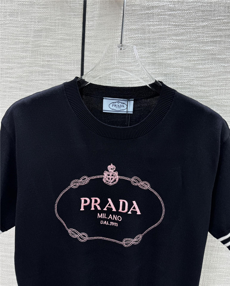 Pra*a round neck knitted short sleeve replica d&g clothing