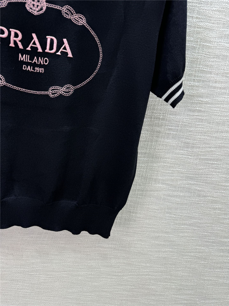 Pra*a round neck knitted short sleeve replica d&g clothing