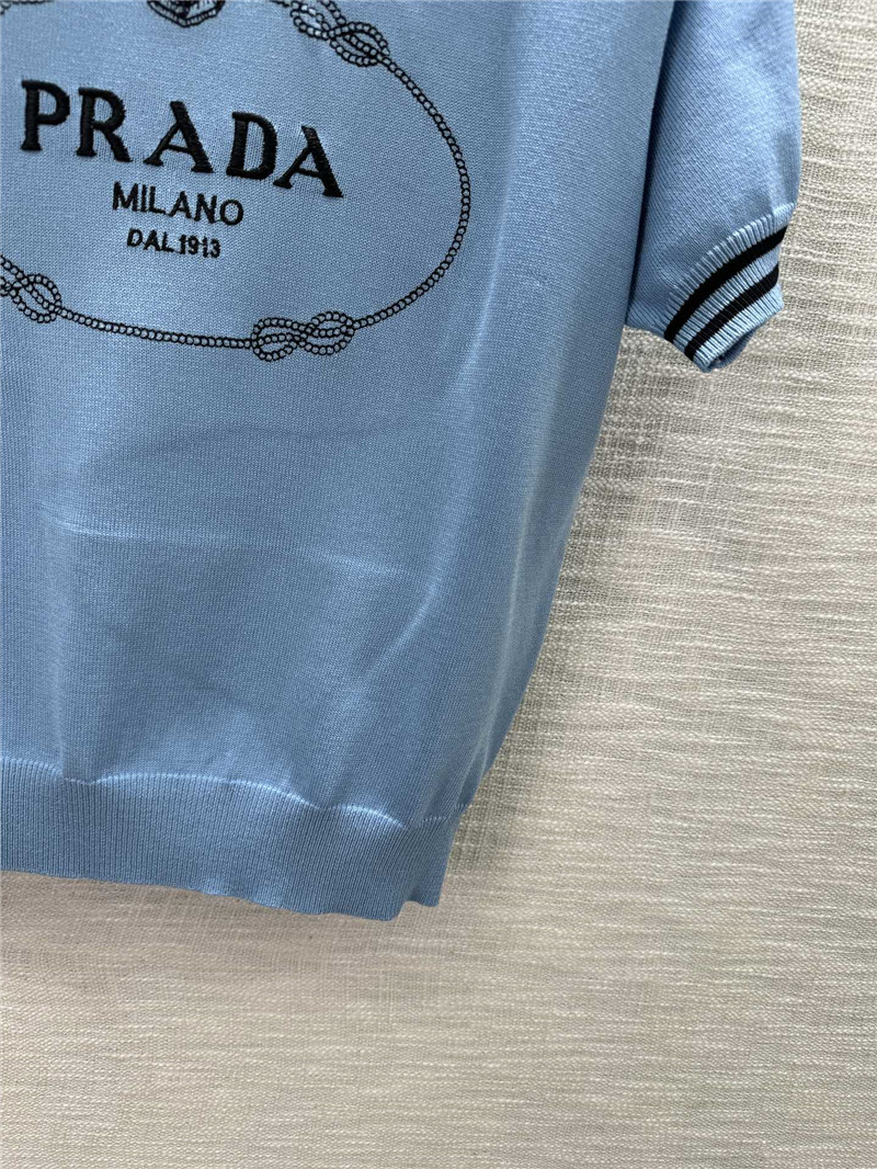 Pra*a round neck knitted short sleeve replica d&g clothing
