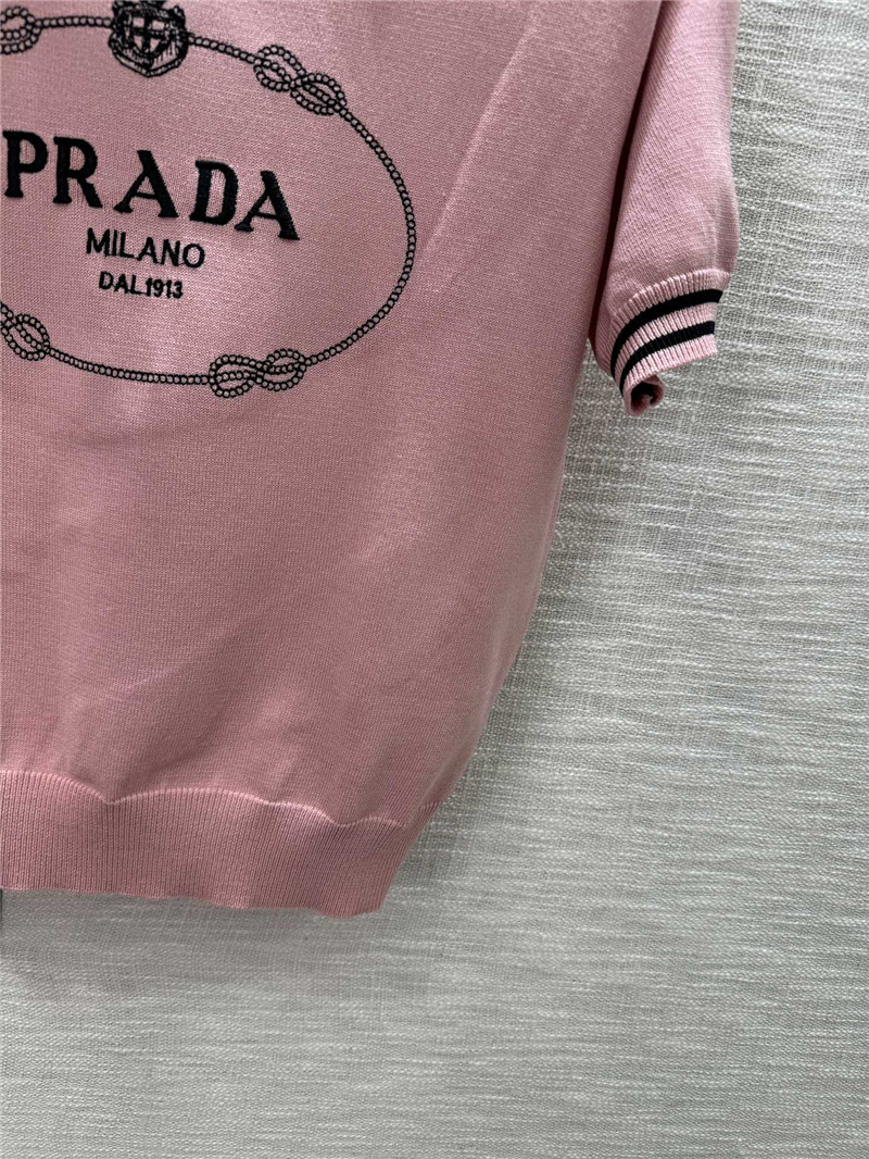 Pra*a round neck knitted short sleeve replica d&g clothing
