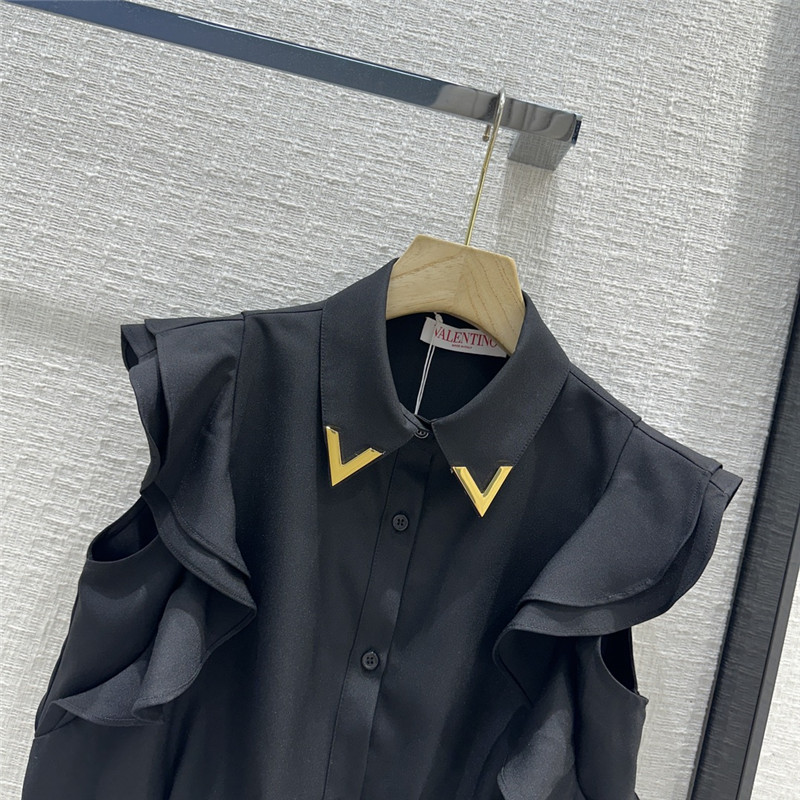 Va1e*ntin0 ruffled sleeveless short shirt replica clothes