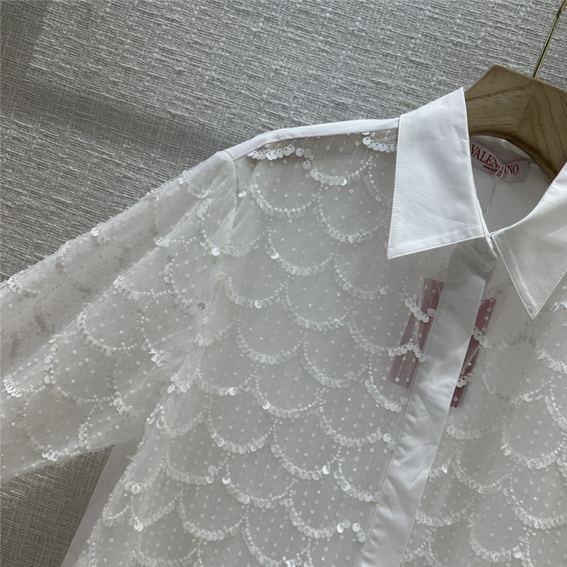 Va1e*ntin0 patchwork white shirt replica clothes