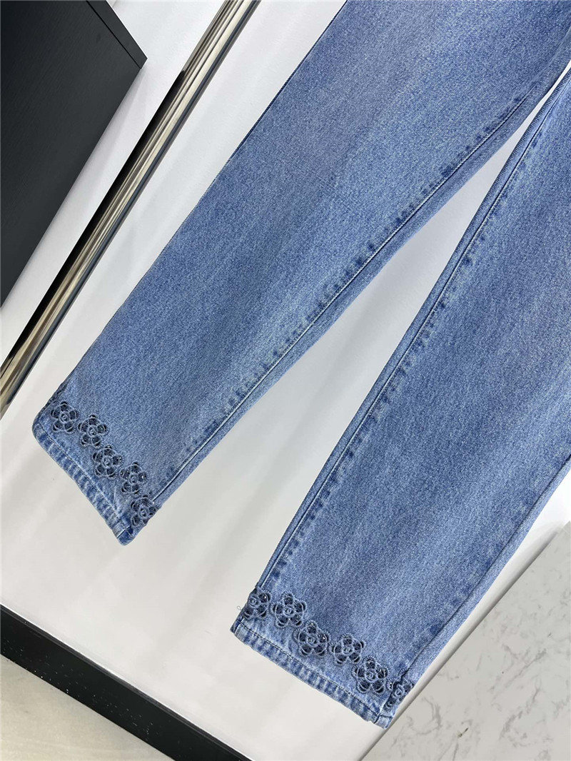 Ch**el hollow camellia jeans replica clothing sites