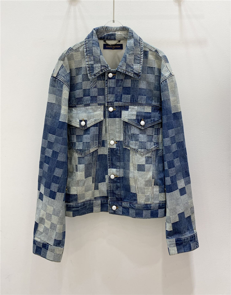 louis vuitton LV color changing plaid denim jacket replica clothes
