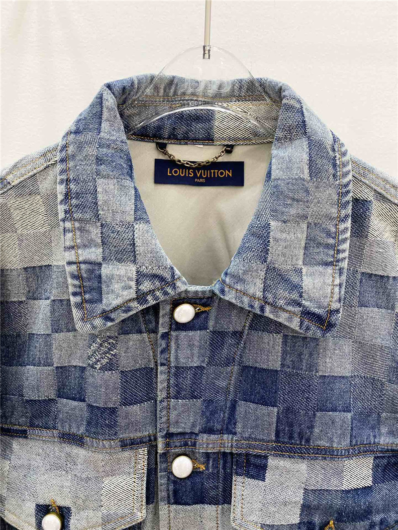 louis vuitton LV color changing plaid denim jacket replica clothes