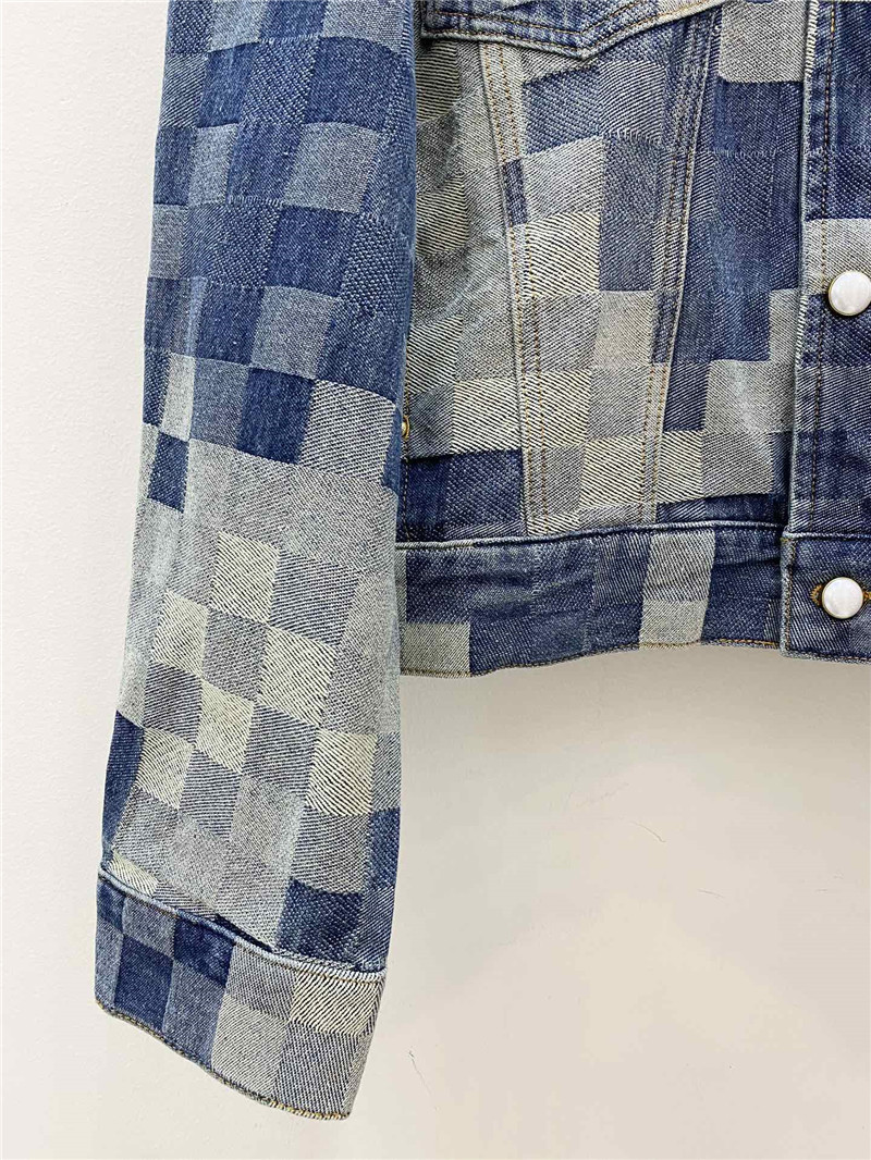 louis vuitton LV color changing plaid denim jacket replica clothes