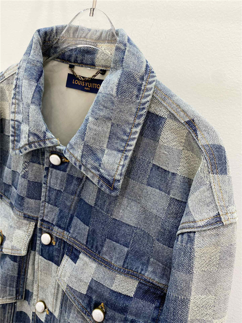 louis vuitton LV color changing plaid denim jacket replica clothes