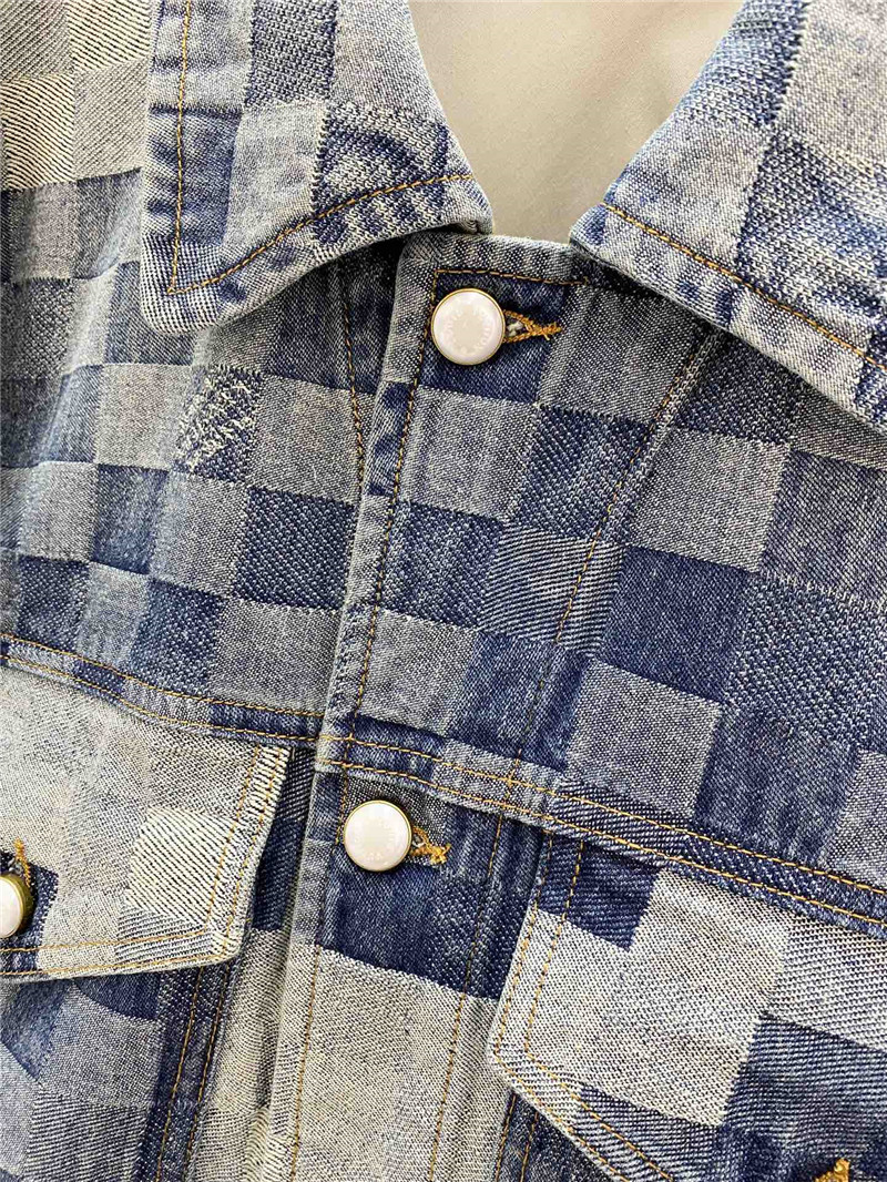 louis vuitton LV color changing plaid denim jacket replica clothes
