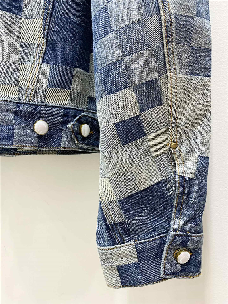 louis vuitton LV color changing plaid denim jacket replica clothes