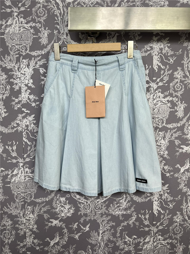 M1um1u sky blue pleated skirt replica clothing sites