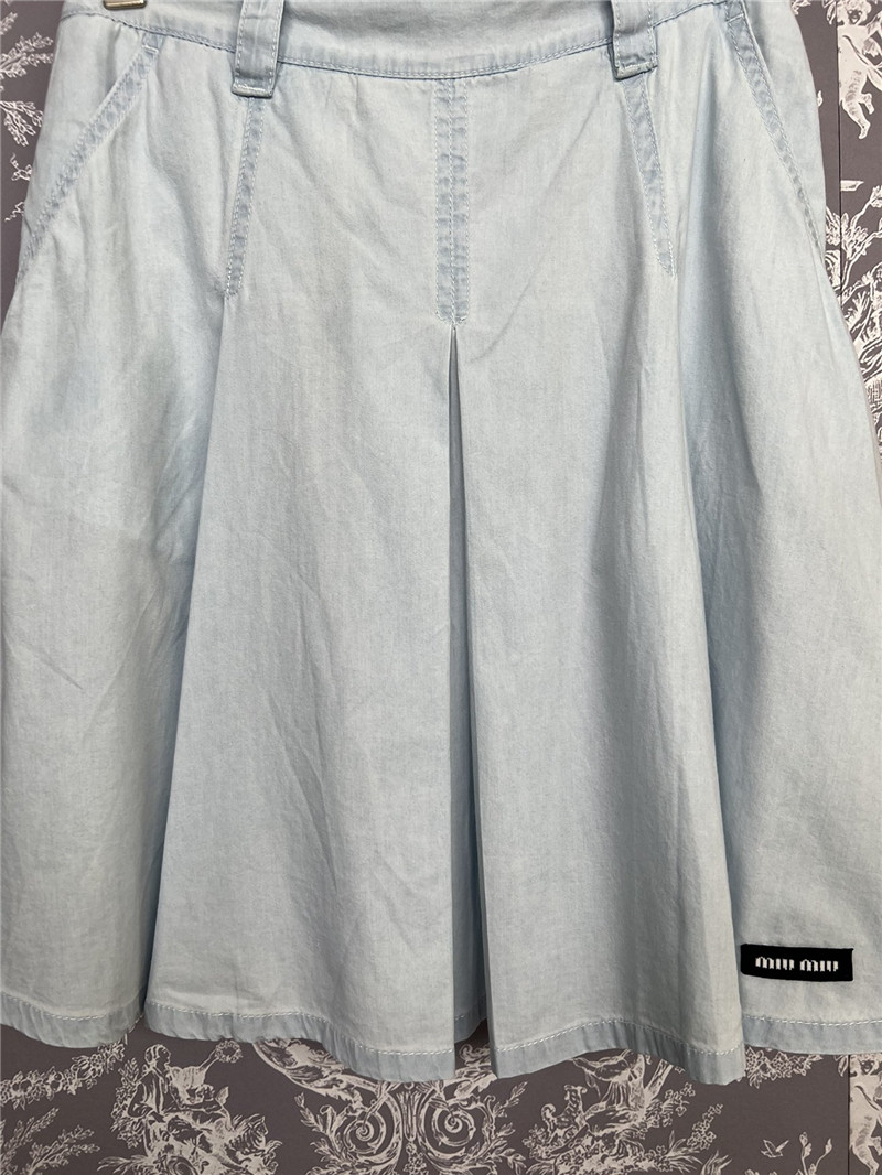 M1um1u sky blue pleated skirt replica clothing sites