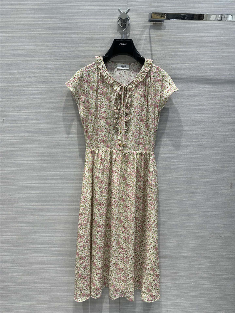 Ce1i*e retro french elegant silk dress replica designer clothes