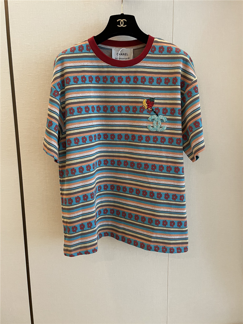 Ch**el new striped short sleeve replica clothes