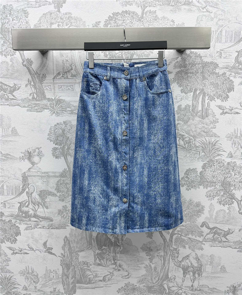 Ch**el washed denim skirt replica designer clothes
