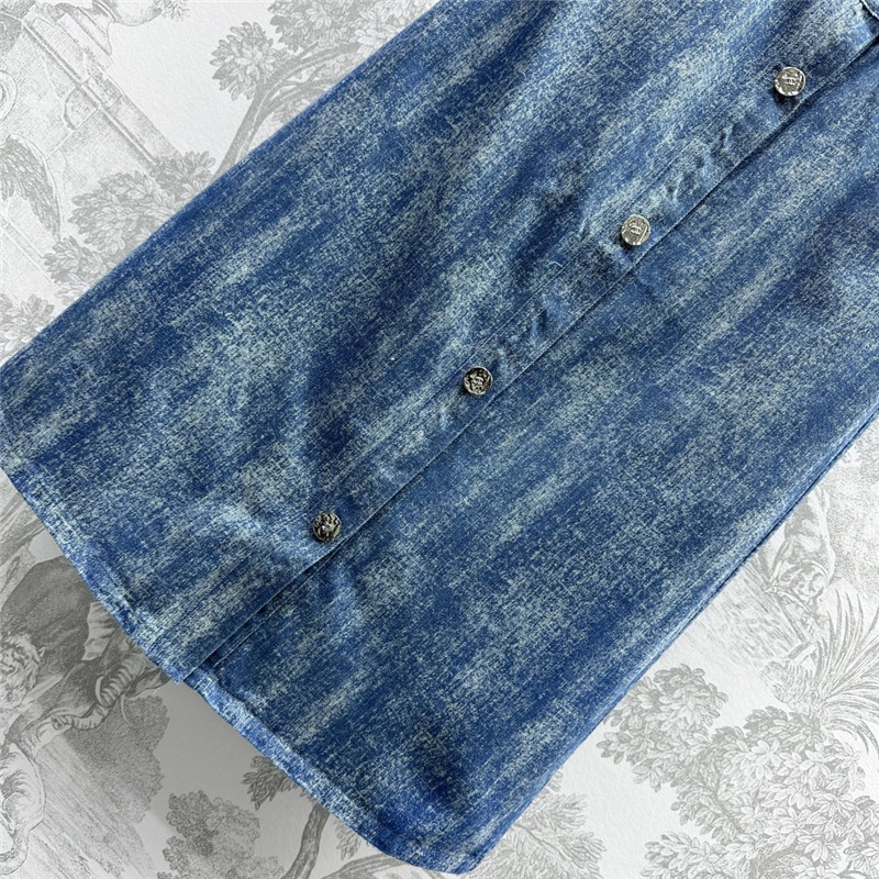 Ch**el washed denim skirt replica designer clothes