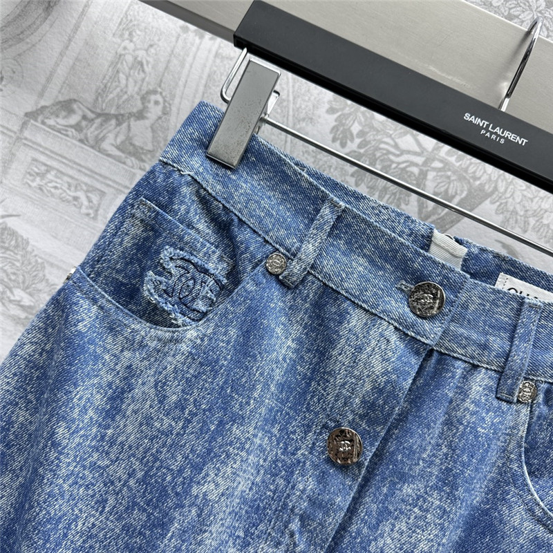Ch**el washed denim skirt replica designer clothes