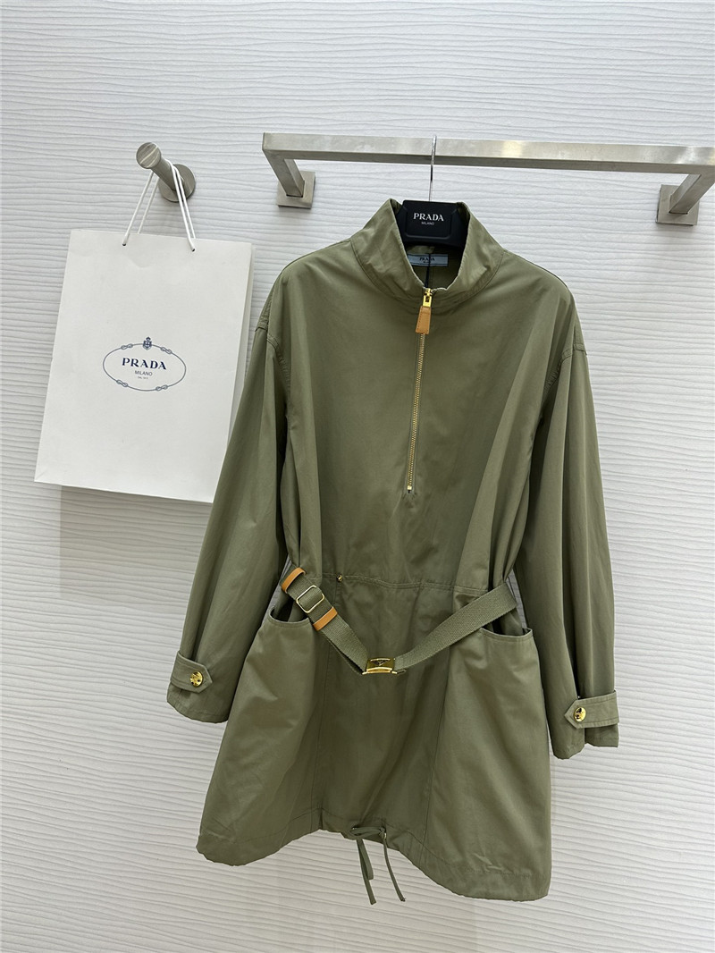 Pra*a lapel zipper dress replica designer clothes