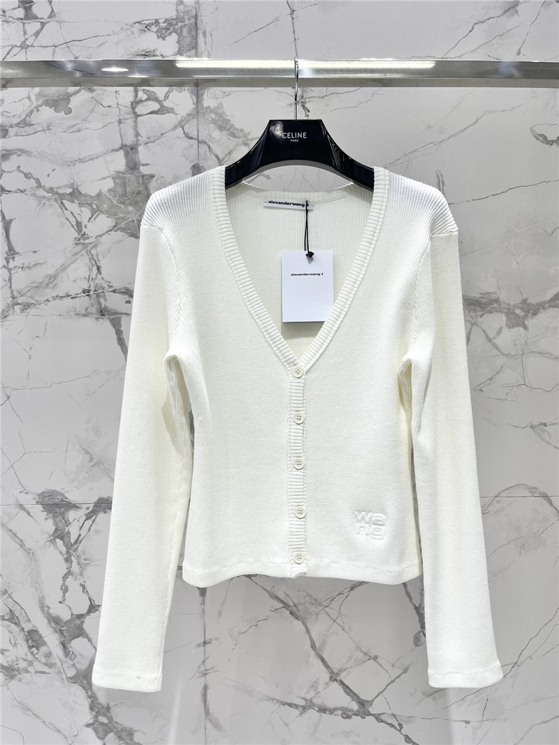 A1exa*der wang logo knitted cardigan in white
